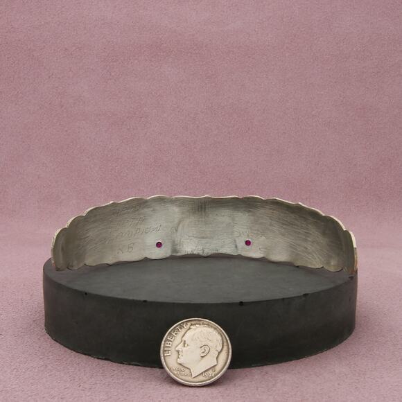 sterling silver & 12k gold filled ruby etched rodeo cowboy boot cuff - Picture 2 of 3